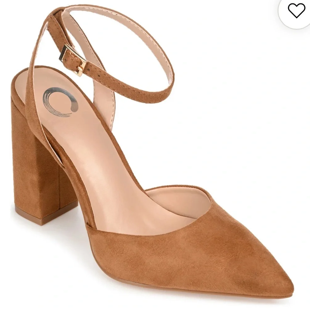 Journee Collection Womens Tyyra Tan Ankle Strap‎ Slingback Heels Shoes Size 8.5